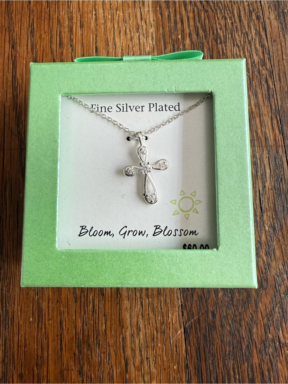 Fine Silver Plated Cross Pendant 18” Necklace